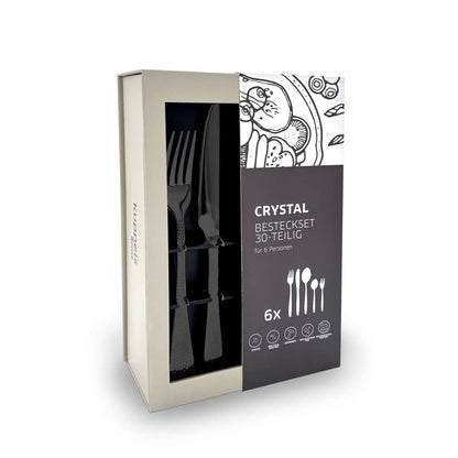 CRYSTAL cutlery set 30-piece PVD black