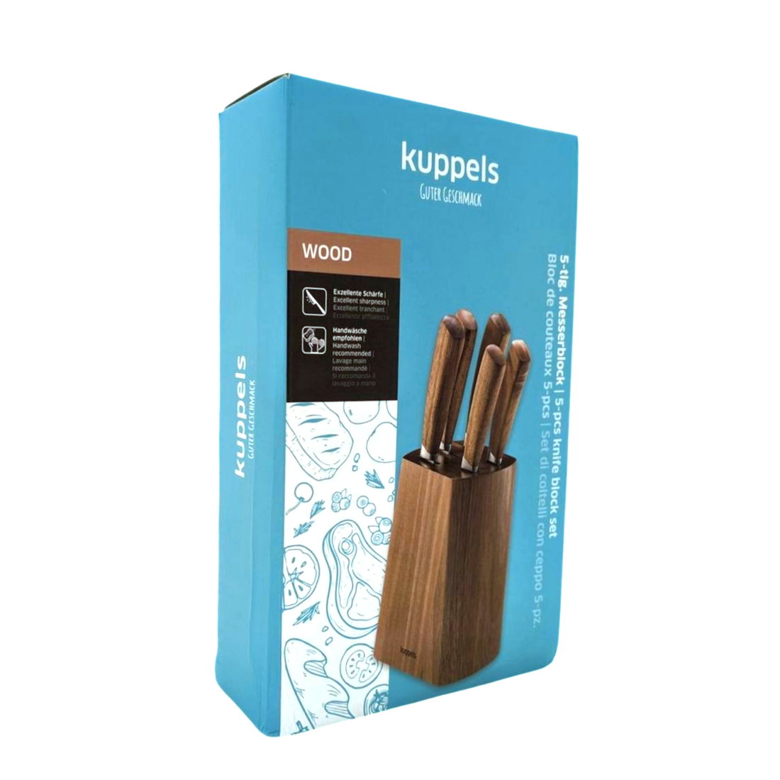 WOOD knife block 5-piece