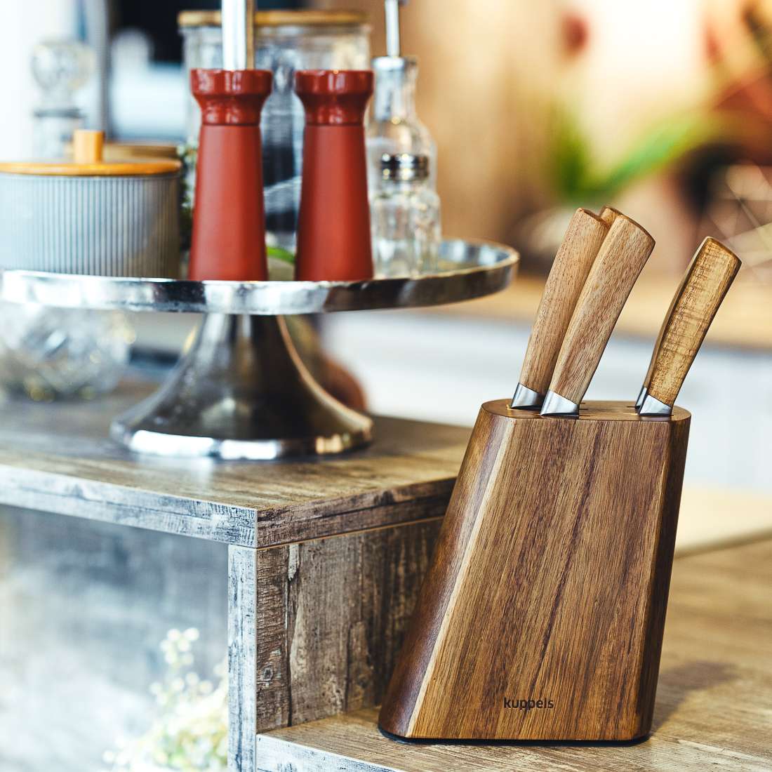 WOOD knife block 5-piece