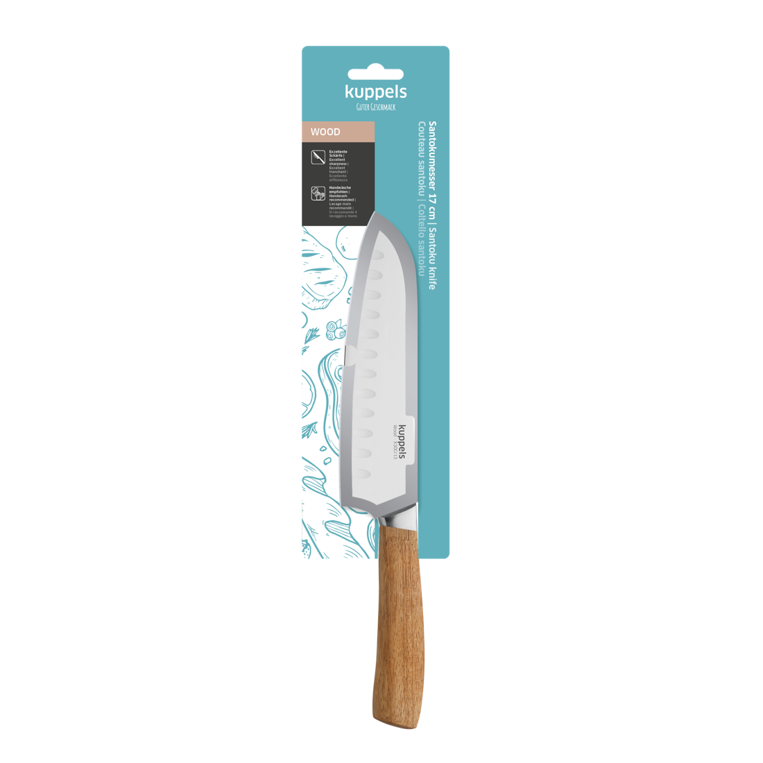 WOOD Santoku knife 7"