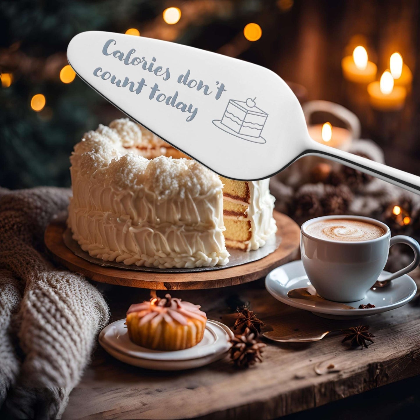 VIVENDI cake server "Calories don't count today"