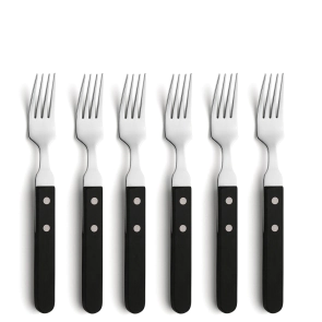 Amefa  PIZZA Steak Fork Set 6-pieces black
