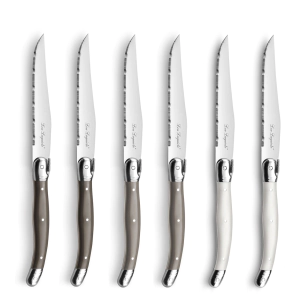 Lou Laguiole  TRADITION Steak Knife Set 6-pieces pearl, pepper, taupe